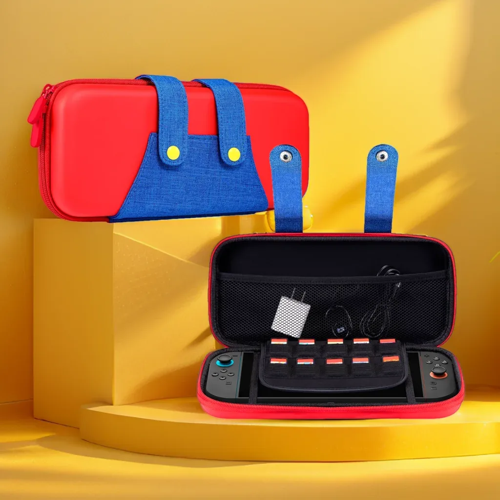 pour ns2 étui de transport de style mario pour switch 2 – sac de voyage ns2 avec poches de rangement pour filles et garçons