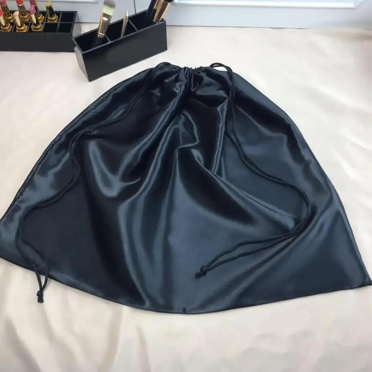 sac de rangement en soie satinée, pochette anti-poussière à cordon de serrage pour chaussures et vêtements, sacs de rangement anti-poussière