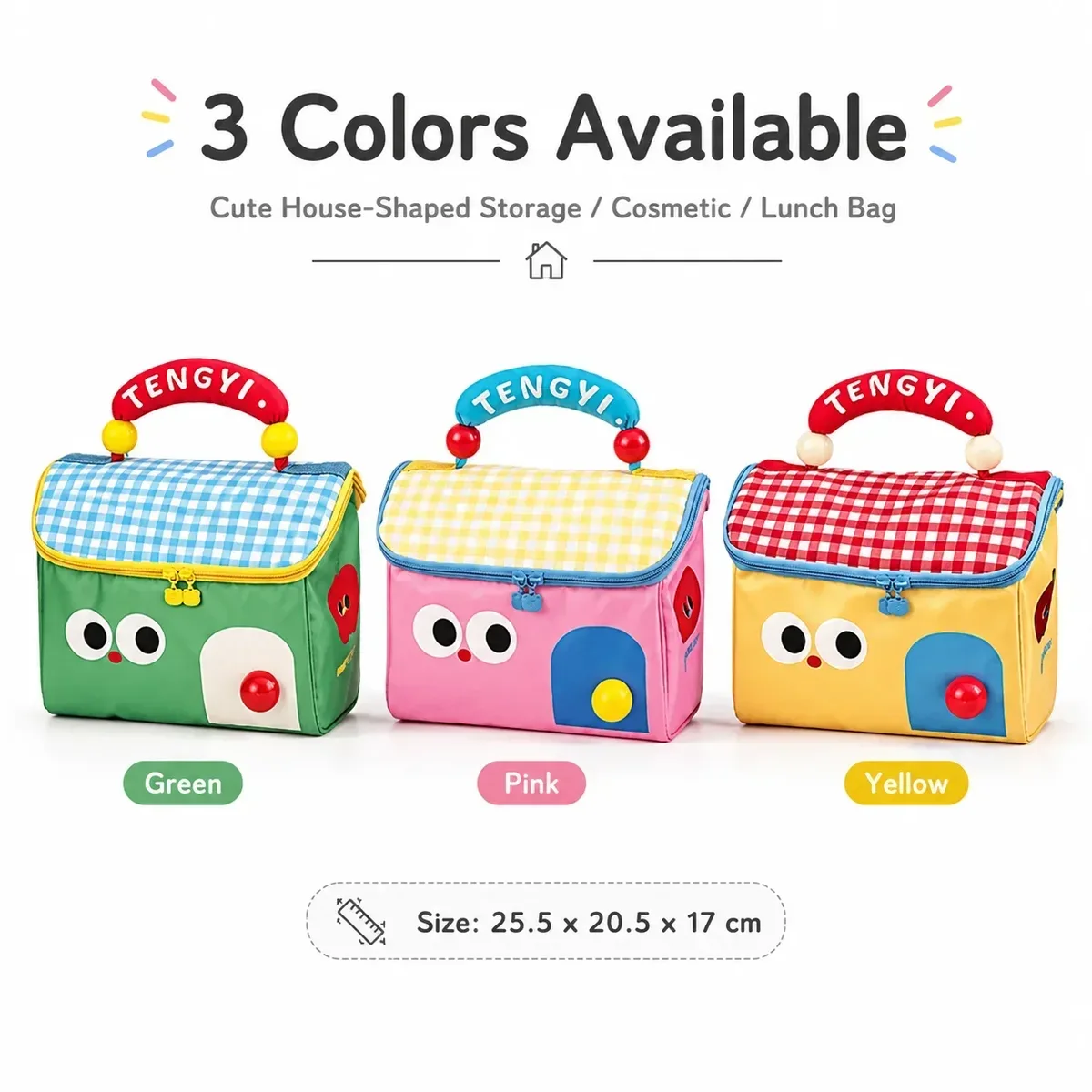 Pochette de rangement mignonne pour la maison, trousse de maquillage grande capacité, sac fourre-tout isotherme pour le déjeuner