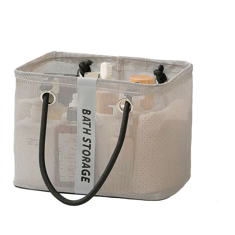panier de vidange en maille pliable 2 en 1, organisateur de toilette de voyage et de natation, grande poignée de transport portable, rangement écologique