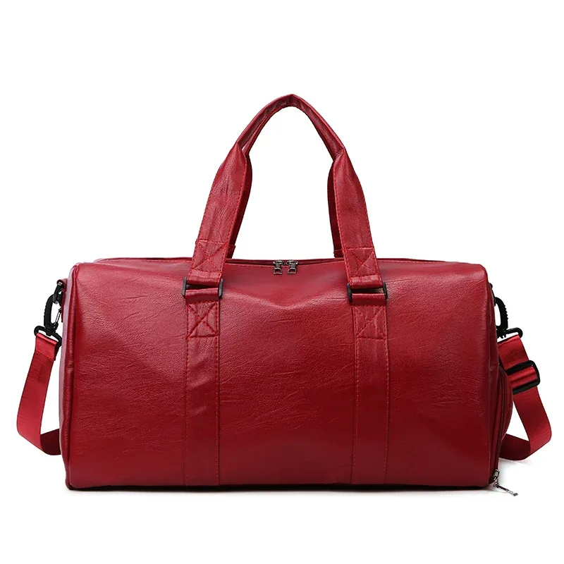 sac de sport en cuir pu avec logo, sac de sport de grande capacité, sac de fitness pour hommes, sac de yoga étanche pour femmes, nom imprimé