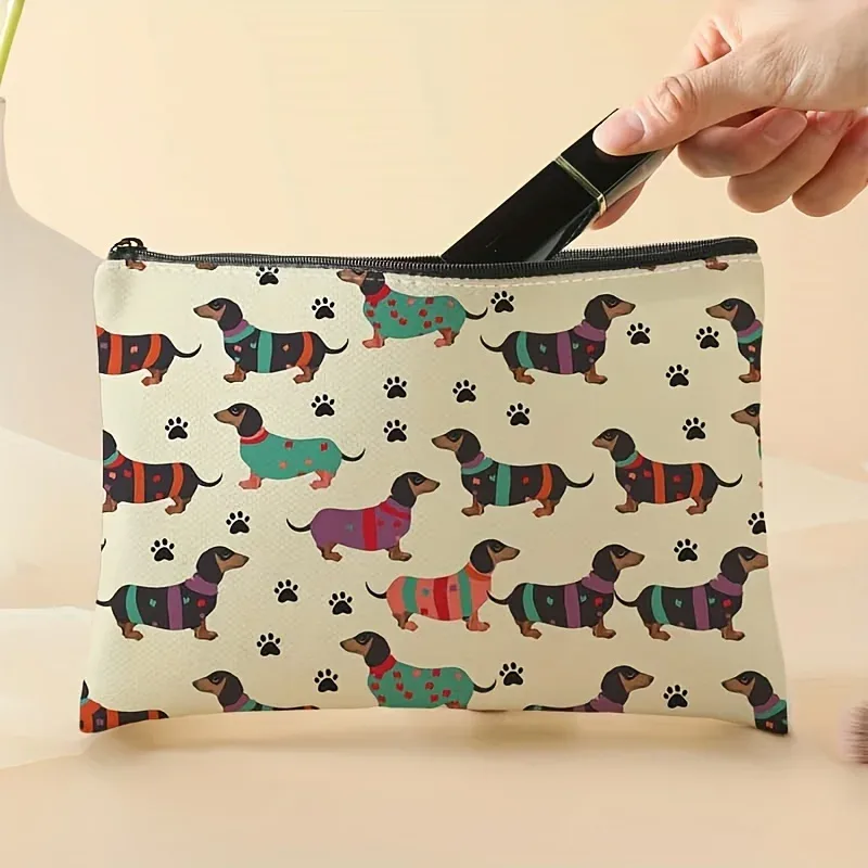 sac de voyage pour articles de toilette à motif de chiot imprimé, trousse de maquillage de rangement, essentiels de voyage et cosmétiques, articles de sortie 1 pièce