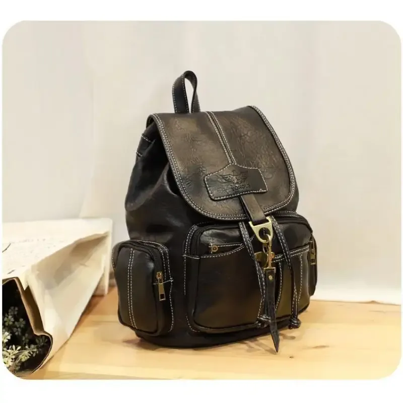sac à dos rétro pour femme style hong kong, sac de voyage tendance avec crochets, sac à bandoulière souple et polyvalent imperméable 2026