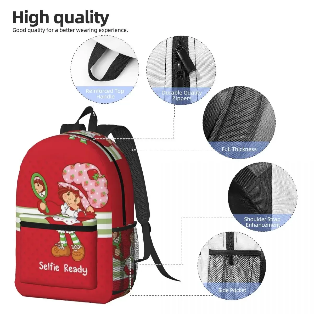 sac à dos like strawberry shortcake pour garçons et filles, sac d'école pour enfants, sacs à bandoulière pour ordinateur pour hommes et femmes