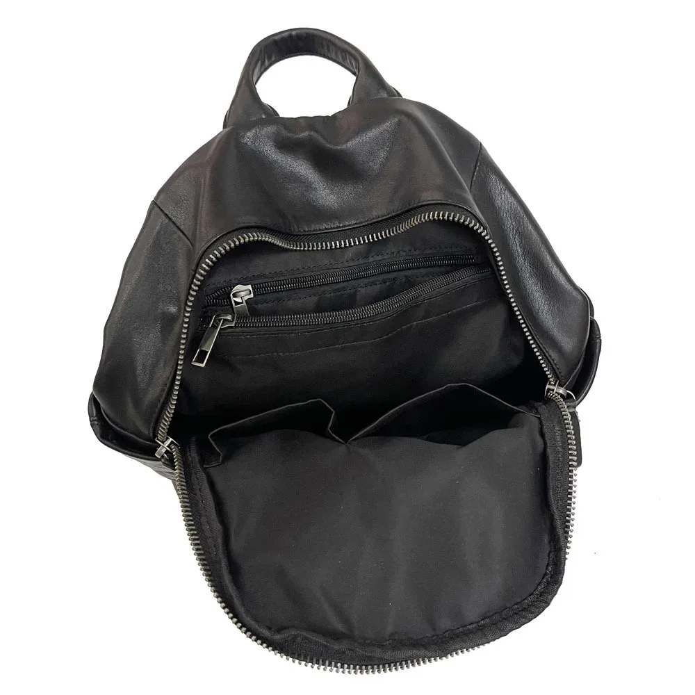 sac à dos en cuir de vache véritable noir pour femme, sac à dos décontracté pour femme, sac de voyage initié, sac à dos d'école antivol pour filles