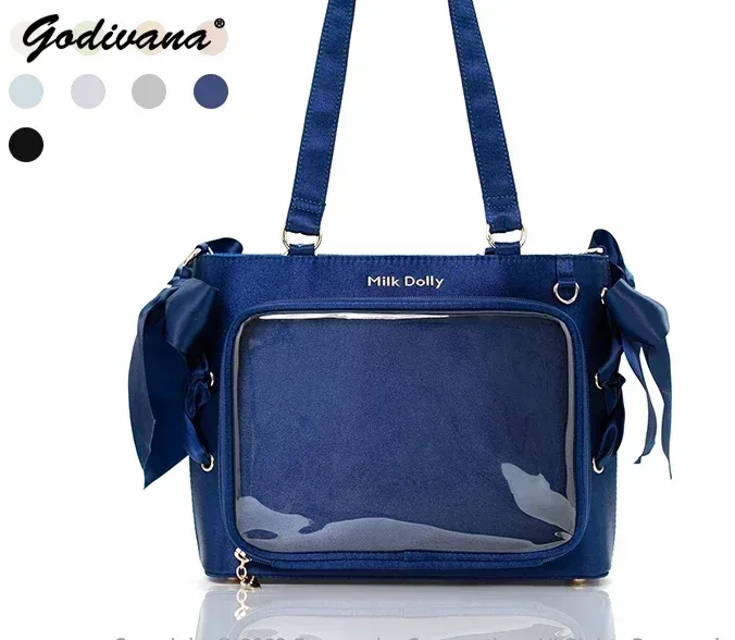 sac à main lolita de grande capacité pour filles, sac à bandoulière carré, solide, ruban de satin, original, style japonais, initié itabag