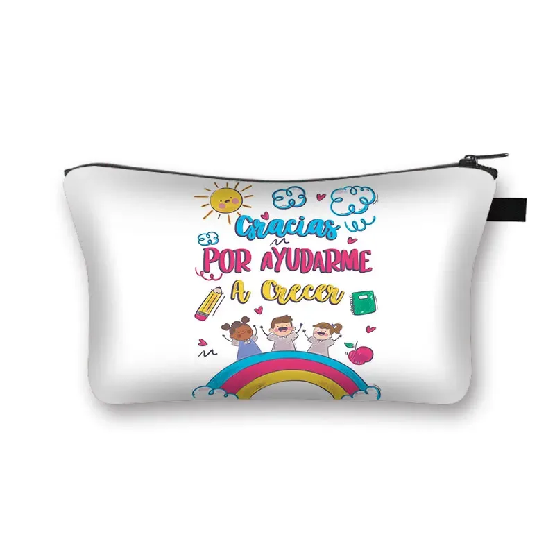 merci enseignant/ gracias maestra/ merci maitresse trousse à cosmétiques femmes trousse de maquillage filles organisateur cosmétique cadeau de remise des diplômes
