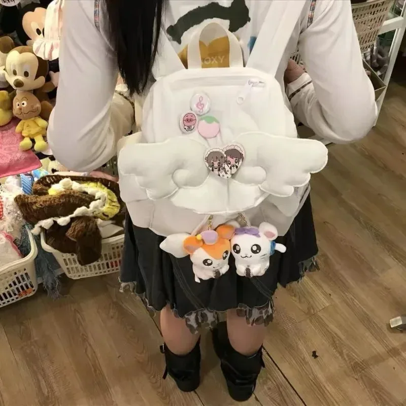 sac à dos ailes d'ange portable léger mignon pour écolières, sac à bandoulière kawaii, sac de voyage décontracté à la mode, cadeau pour adolescentes