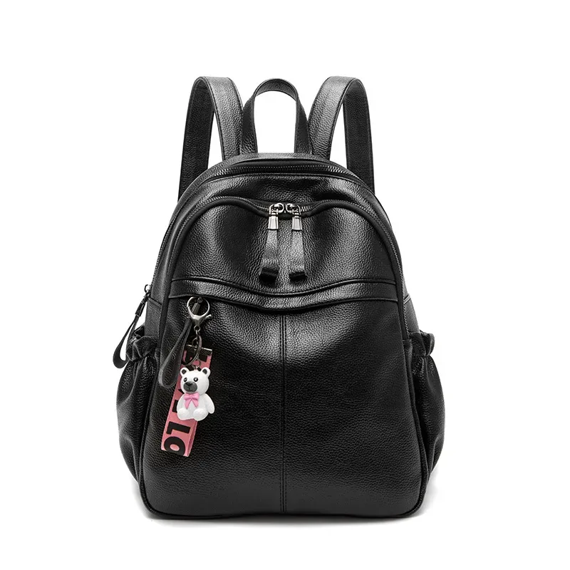 sacs à dos en cuir véritable pour femmes, sac à dos étanche de grande capacité en cuir de vache, sacs tendance pour femmes, sacs d'école de voyage pour filles