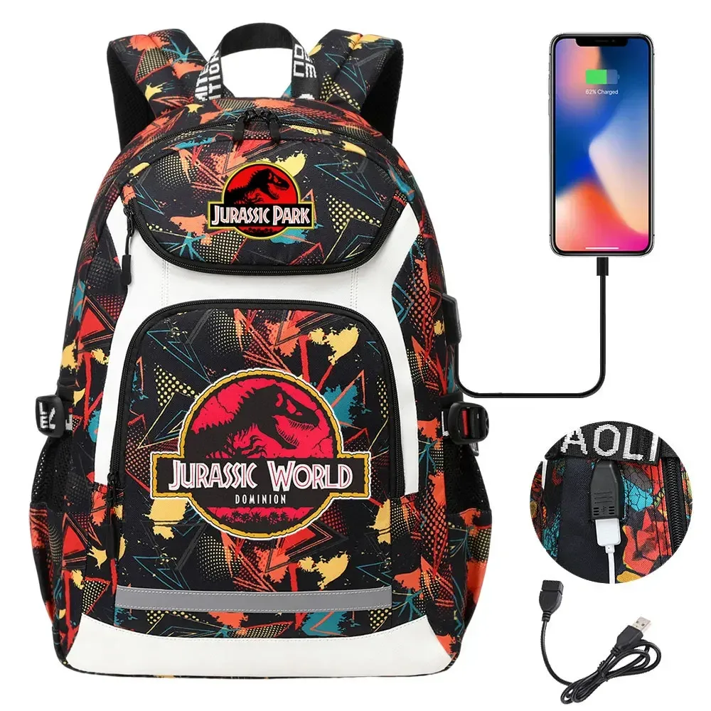 208.assic World Park Dinosaur School PleBags, Sacs à dos de voyage pour ordinateur portable, USB, Adolescents, Femmes, Hommes, Bol, Garçons, Enfants