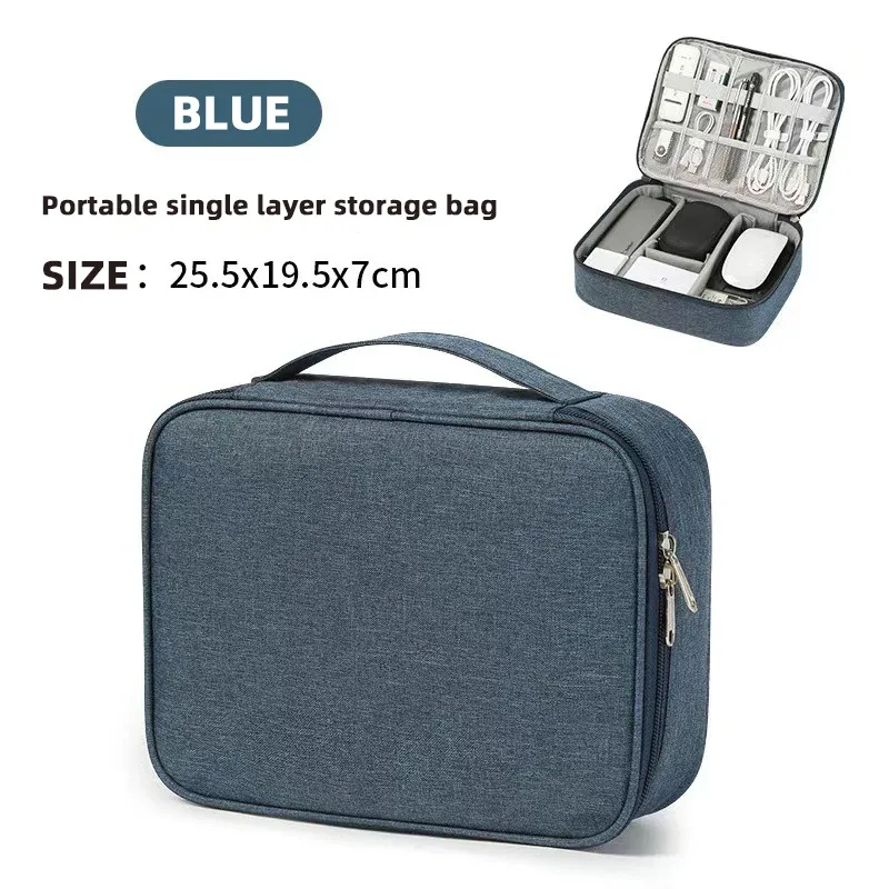 sac de rangement numérique portable de voyage double couche, câble de données, câble de chargement d'alimentation mobile, accessoires, boîte de rangement multifonction