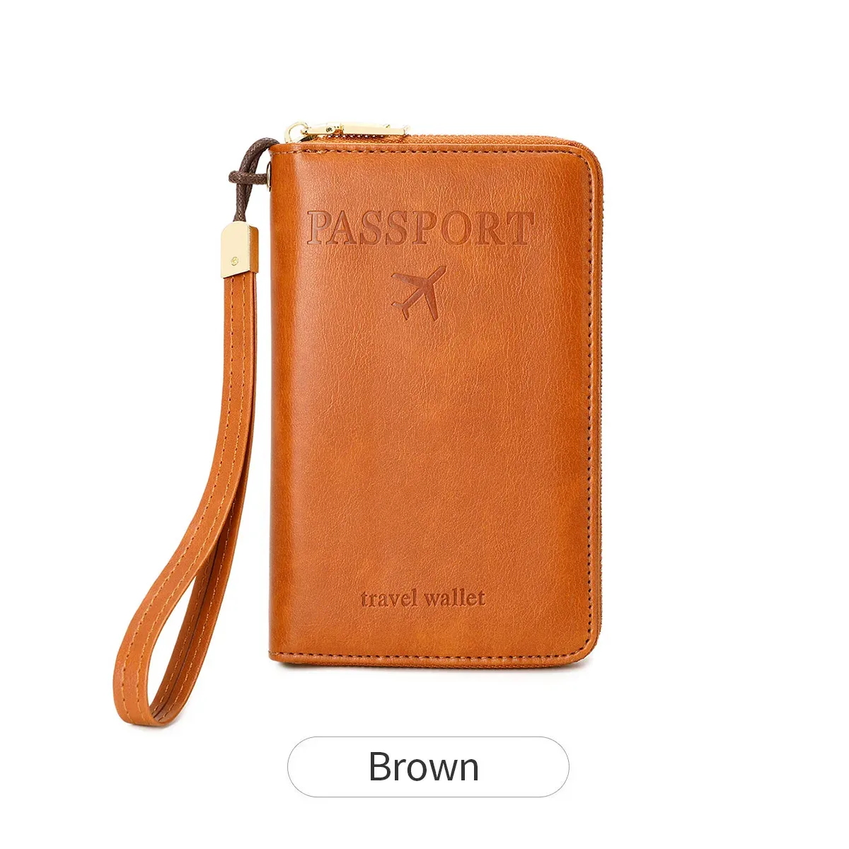 sac de passeport de voyage en cuir pu, porte-passeport simple et portable de grande capacité, porte-carte d'identité multifonctionnel, accessoires de voyage