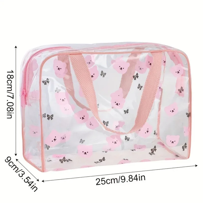 1 trousse de toilette imprimée motif dessin animé avec poignée, idéale pour ranger les cosmétiques lors d'une fête spa, trousse à maquillage portable avec plusieurs compartiments, est un excellent choix pour les voyages et les cadeaux.