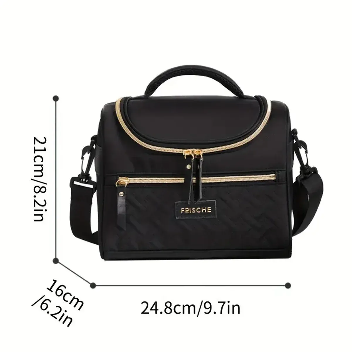 grande sacoche isotherme pour le déjeuner, lavable à la main, en polyester durable, avec bandoulière rembourrée pour le travail, l'école, les pique-niques