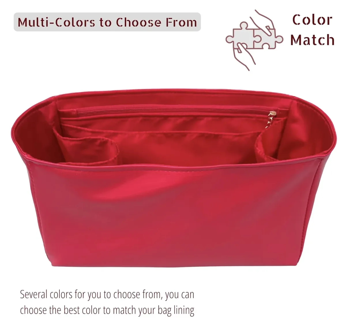 organisateur compatible avec les sacs speedy, 20, 25, 30, 35, 40, insert pour sac à main, doublure en soie, cuir vegan imperméable avec poche zippée