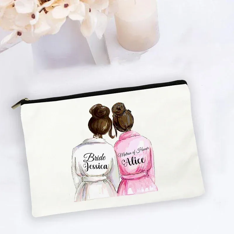 trousse de maquillage personnalisée avec nom personnalisé, sacs à cosmétiques, organisateur de toilette de voyage, rangement de mariée, étui de maquillage, cadeaux de demoiselle d'honneur de mariage