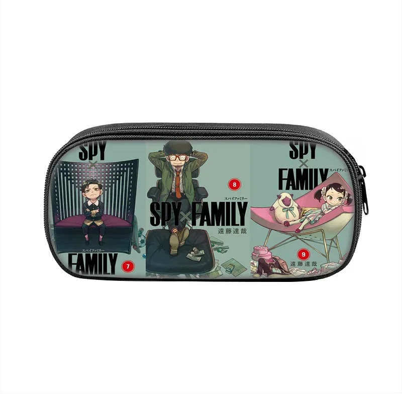 boîte à stylos espion × famille, sac pour étudiants, fournitures scolaires de grande capacité, trousses à crayons de jeu à fermeture éclair, cadeau d'anniversaire pour enfants