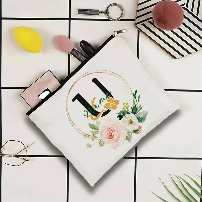 pochette à cosmétiques personnalisable avec nom, pochette à cosmétiques pour fête, pochette à cosmétiques de voyage, sac de maquillage pour mariage, organisateur avec doublure intérieure en toile pour femme