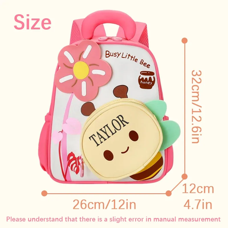 broderie personnalisée/style standard 2 options, sac à dos cartoon little bee, sac à dos mignon à double bandoulière, saison rentrée scolaire