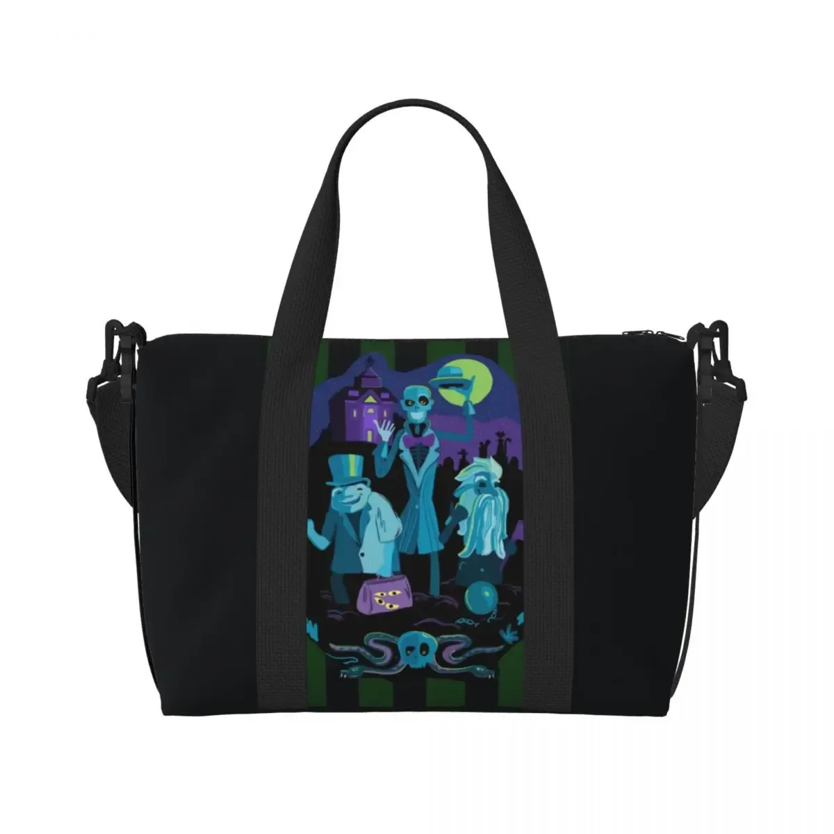 sac fourre-tout personnalisé avec logo de manoir hanté pour femme, sacs de voyage de grande capacité, sacs d'épicerie, halloween grimace mesurosts, salle de sport, plage