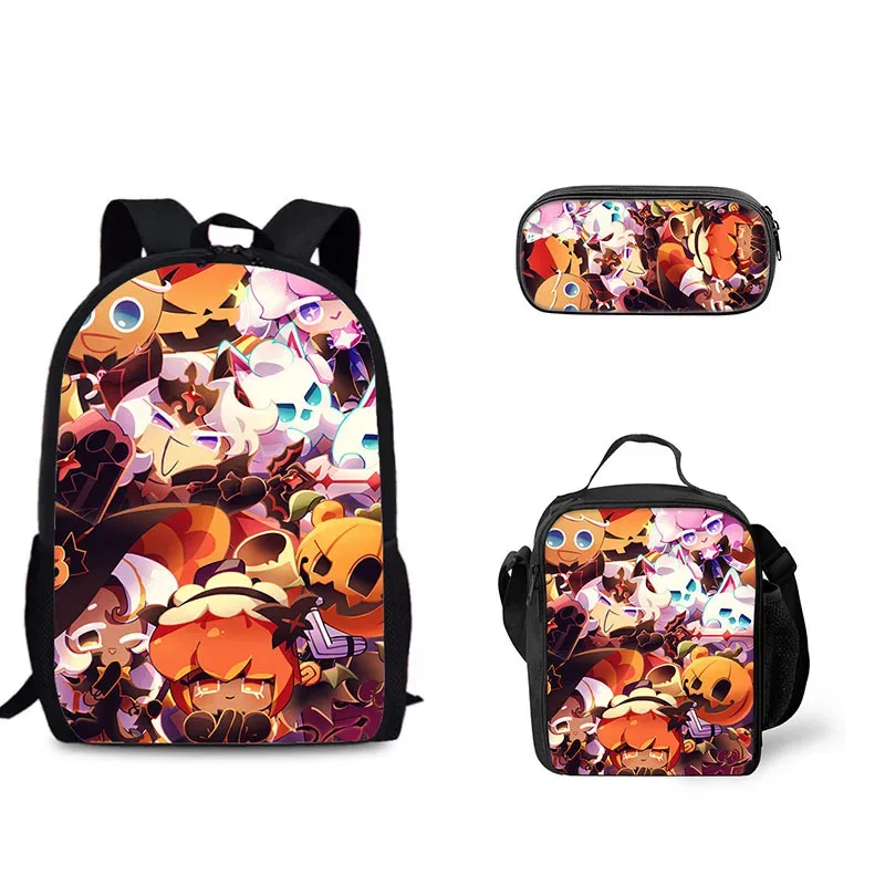 jeu de biscuits sac à dos étudiant ensemble de trois pièces ombre lait cookie périphérique sac à dos pour enfants sac de repas ensemble de trousse à crayons