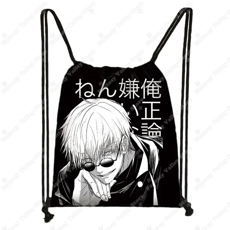 sacs à dos anime jujutsu kaisen gojo satoru yuji itadori, sac à cordon harajuku, sacs de rangement de grande capacité, sac à bandoulière d'extérieur