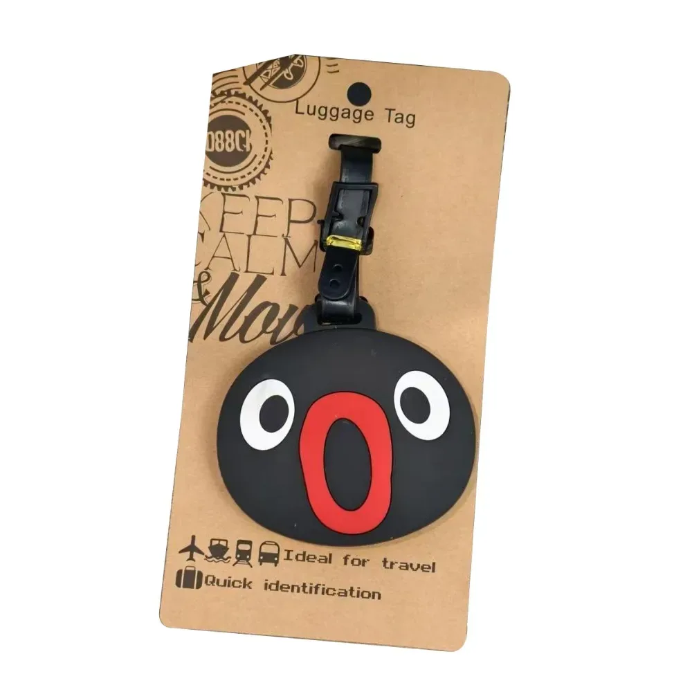 kawaii – étiquette de bagage de voyage en silicone, pingouin hippopotame, sac portable, étiquettes de valise réutilisables, animal de dessin animé, porte-adresse d'identification