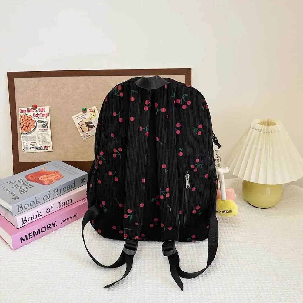 sac à dos personnalisé en velours côtelé cerise, sac de voyage universitaire brodé personnalisé, sac pour enfants avec toute lettre, cadeau de noël unique