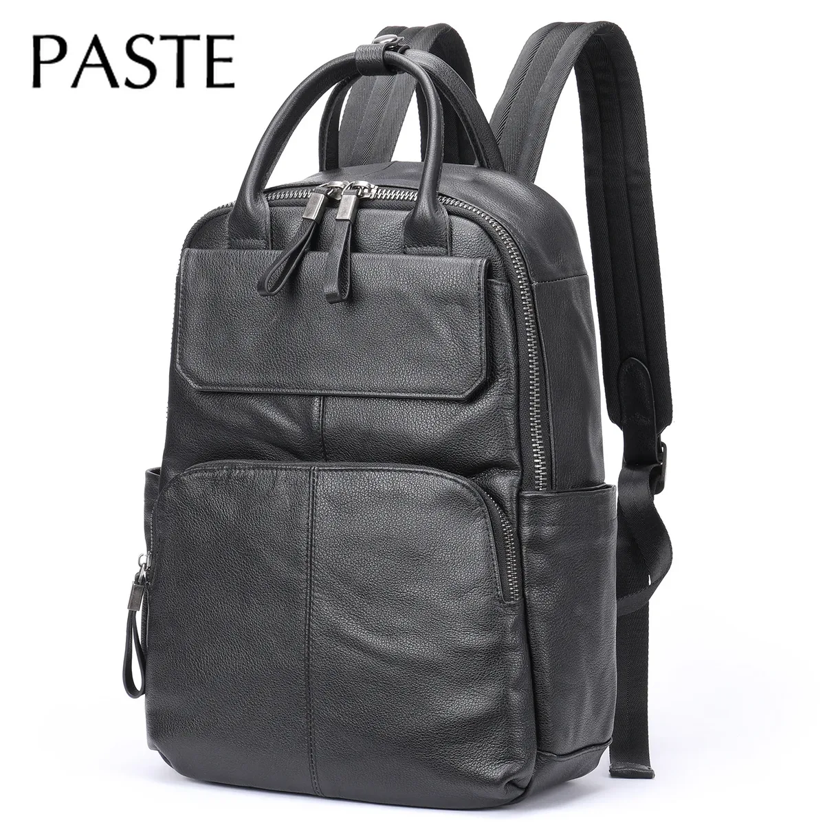 Sac à dos en cuir de vachette naturel pour homme, sac à main simple, grand sac d'affaires décontracté, sac d'ordinateur pour ordinateur portable de 15.6 pouces, 150