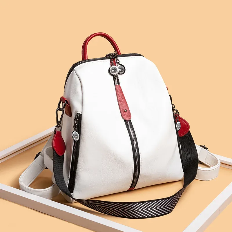 Sac à dos en cuir PU souple pour femmes, sac à bandoulière de voyage, sac à dos de grande capacité pour filles