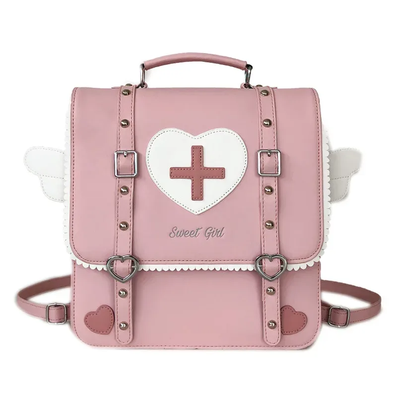 lolita wing coussins cross backpack bag, school students, outdoor initiated ple, laptop bag, rucksack cosplay