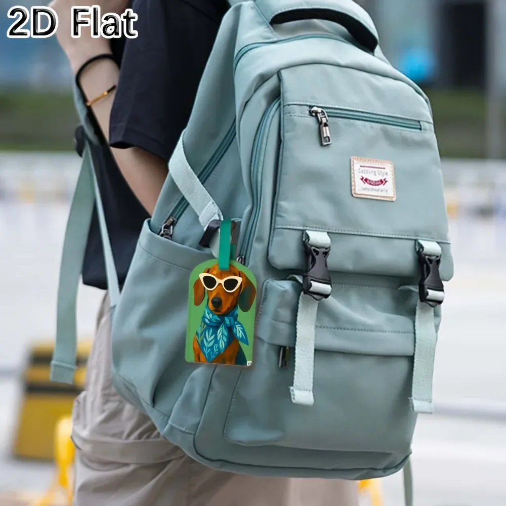 étiquette de bagage pour chien teckel, identification de bagages de voyage, accessoires de valise en pu pour l'identification en voyage