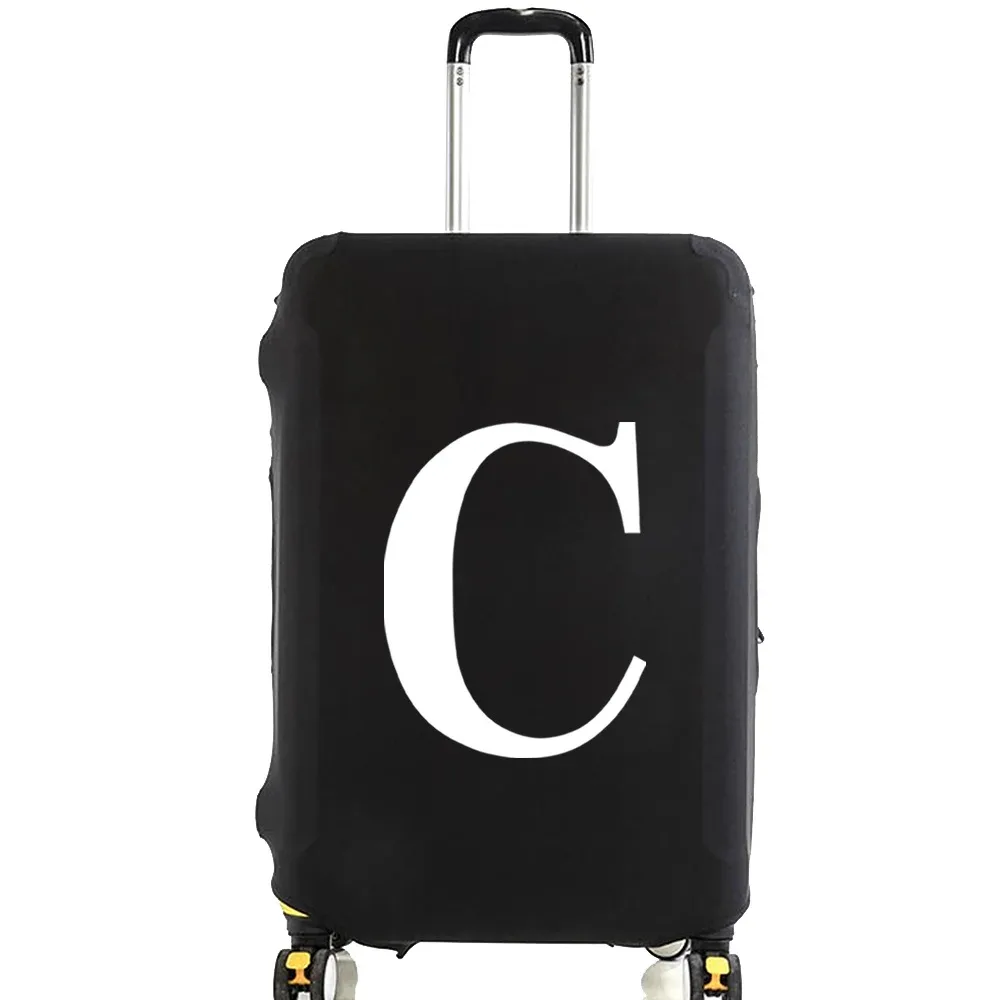 juste de bagage unisexe avec motif de lettre blanche, sacs à poussière élastiques, valise à roulettes, étui à la mode, accessoires de voyage, 18 "-32"