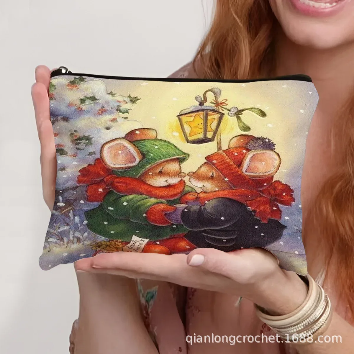 sacs de maquillage tendance de noël, étuis à crayons imprimés bonhomme de neige et sacs de rangement pouvant être personnalisés pochette de maquillage, offre spéciale
