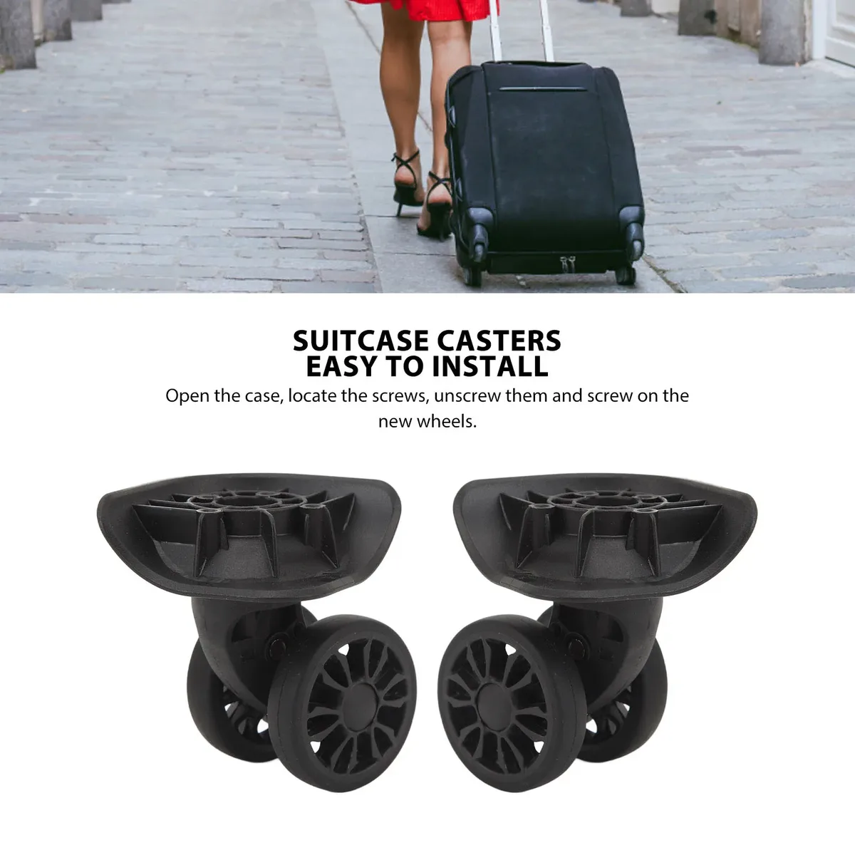 Roulette de valise 2 pièces roue de bagage de remplacement pour réparer roulette de valise facile à installer pour réparer