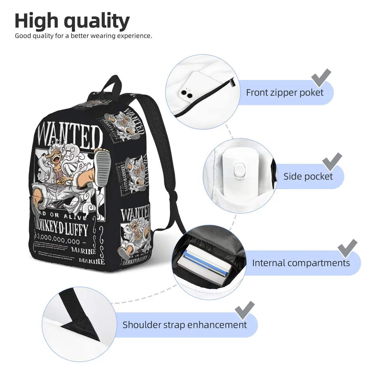 sac à dos tendance une pièce, grande capacité, pour le camping et le rangement de collations