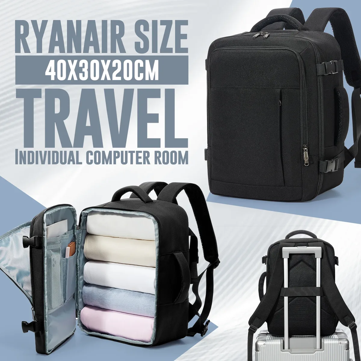 nouveau wizair ryanair 40x30x20 sac à dos de voyage bagage à main sac de cabine affaires courtes distance 15.6 ''sac à dos pour ordinateur portable pour hommes femmes