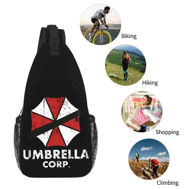 umbrella corporation sling chest bag – sac à dos quotidien durable et imperméable, à bandoulière, pour hommes et femmes, pour voyage, randonnée, sac à dos de jour