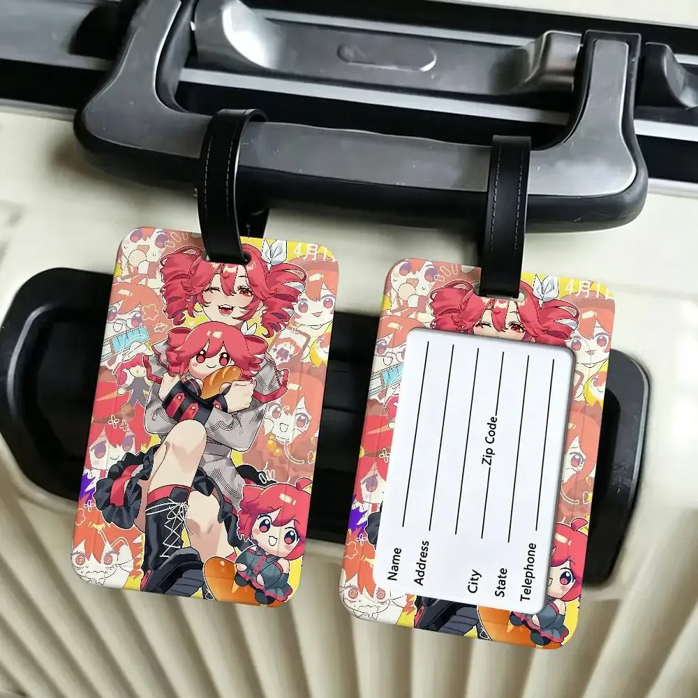étiquette d'identification de bagage en pvc de la chanteuse virtuelle populaire kasane teto, porte-carte d'informations anti-perte, étiquette de nom pour valise de voyage
