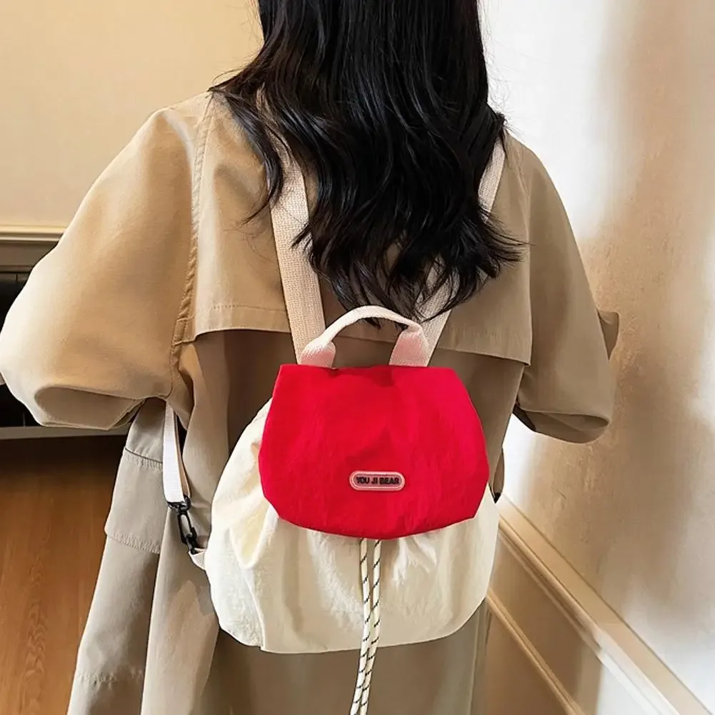 sac à dos en nylon souple avec cordon de serrage, petit sac à dos coréen pour femmes, sac à dos léger de voyage décontracté pour étudiants et navetteurs