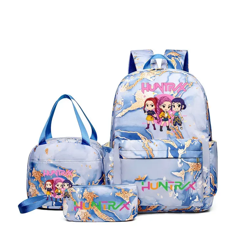 sacs à dos kpop demon hunters avec sacs à déjeuner, sacs d'école légers pour étudiants et adolescents, sac de voyage décontracté pour femmes, 3 pièces/ensembles