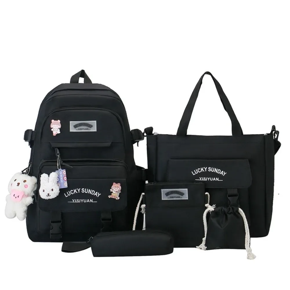 ensemble de 5 sacs à dos mignons de grande capacité, sac à bandoulière respirant à boucle, sac d'école multifonctionnel pour étudiants