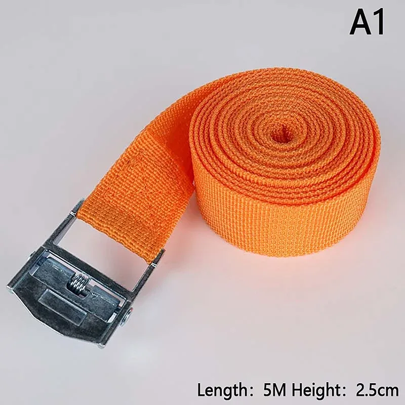 sangles de chargement de 5m avec boucle, ceinture d'arrimage pour moto, voiture, vélo, corde de remorquage en métal, ceinture de fixation à cliquet solide pour sac à bagages
