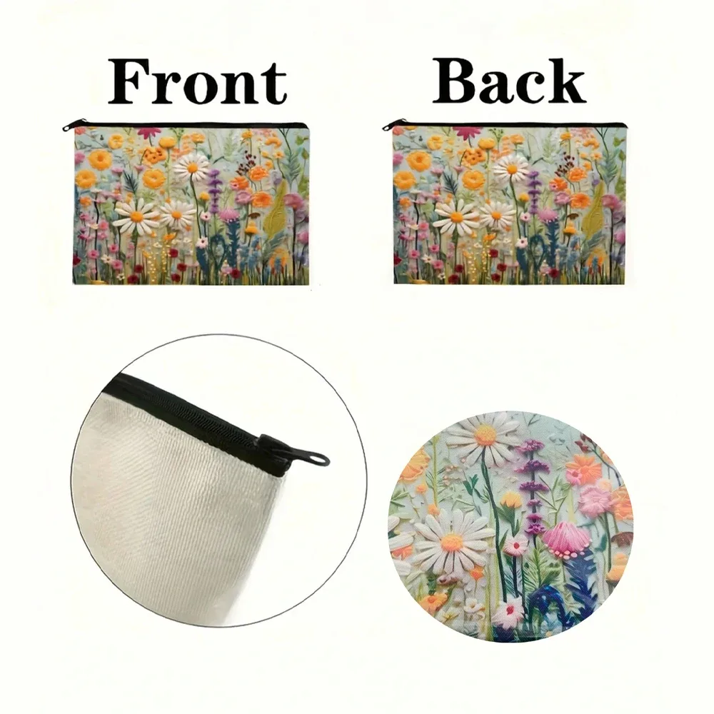 sac de rangement de cosmétiques de grande capacité, sac de maquillage en toile florale, organisateur de produits de toilette double face, organisateur de voyage, sac à main de noël