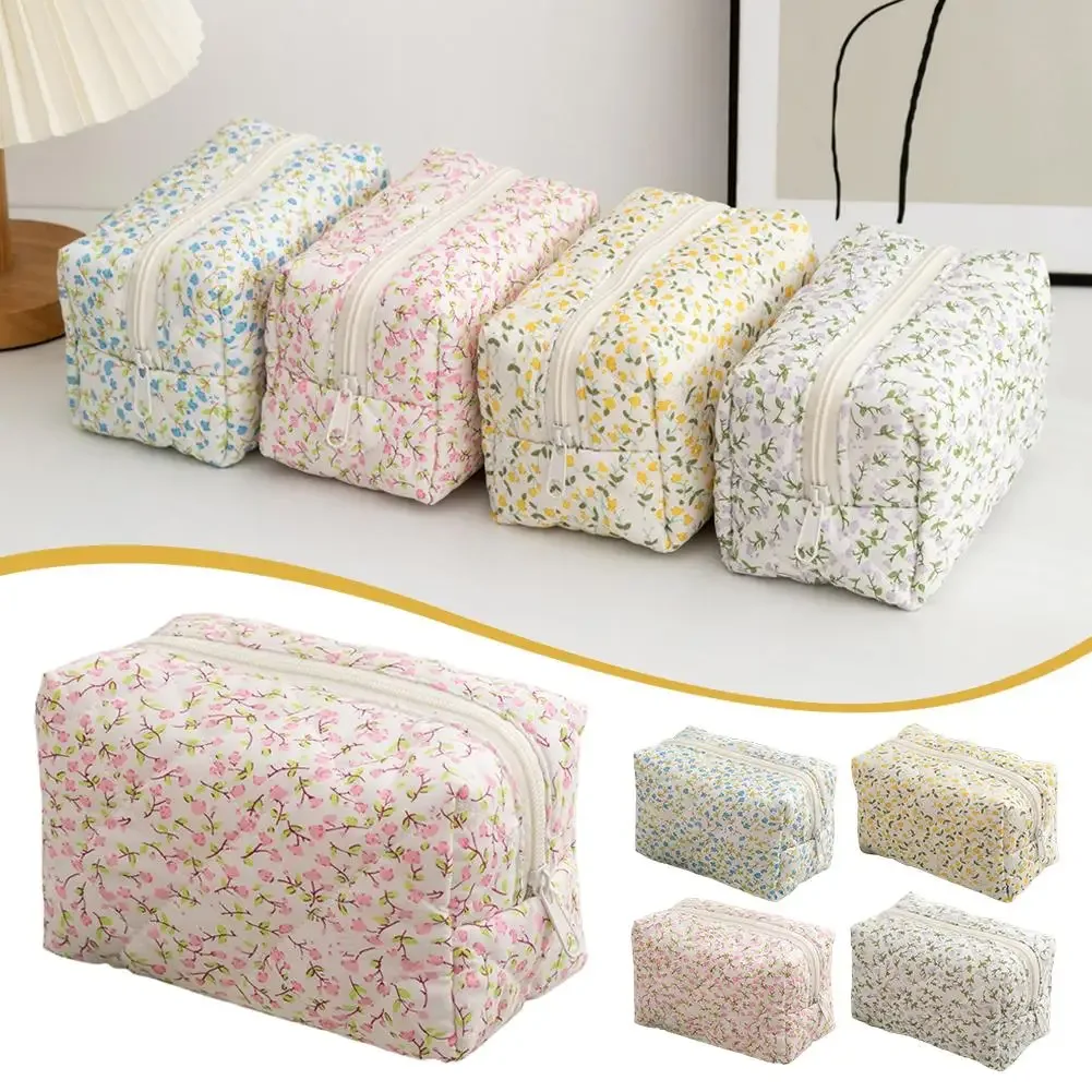 trousse de maquillage de voyage florale pour femmes, pochette de rangement pour articles de toilette de grande capacité, étui à cosmétiques souple b8h9