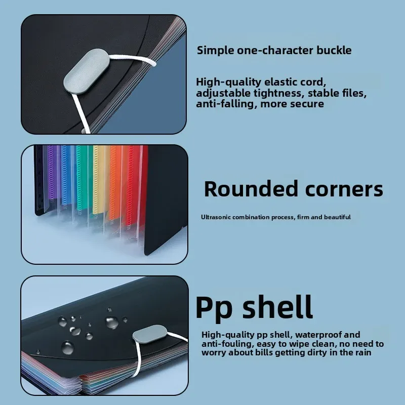 mini sac de rangement pour accordéon a6, multifonctionnel pp étanche, sac de rangement pour reçus et factures, clip pour documents, 7 compartiments étanche