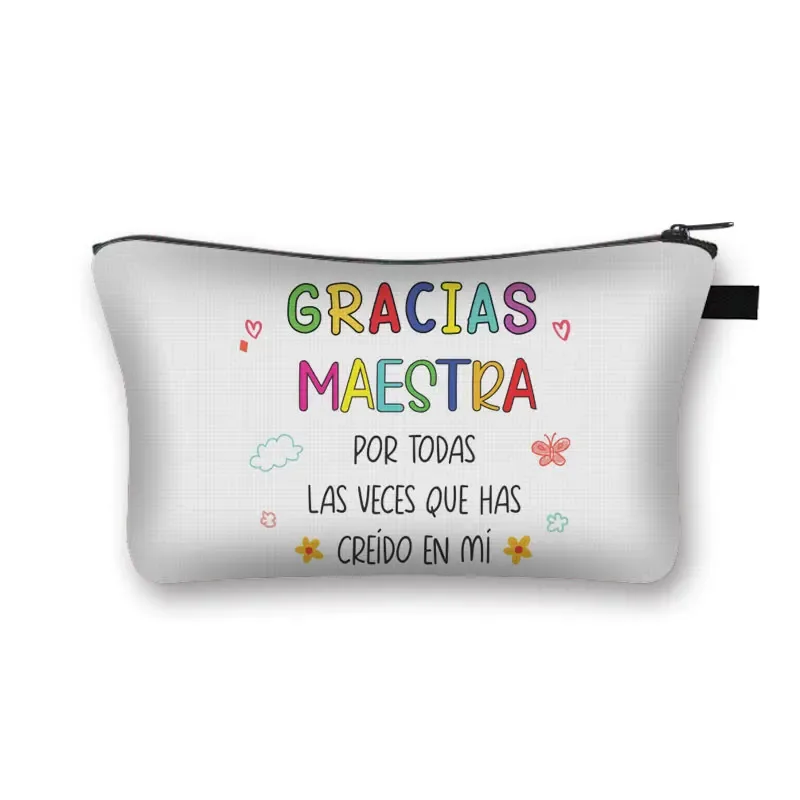 merci enseignant/ gracias maestra/ merci maitresse trousse à cosmétiques femmes trousse de maquillage filles organisateur cosmétique cadeau de remise des diplômes