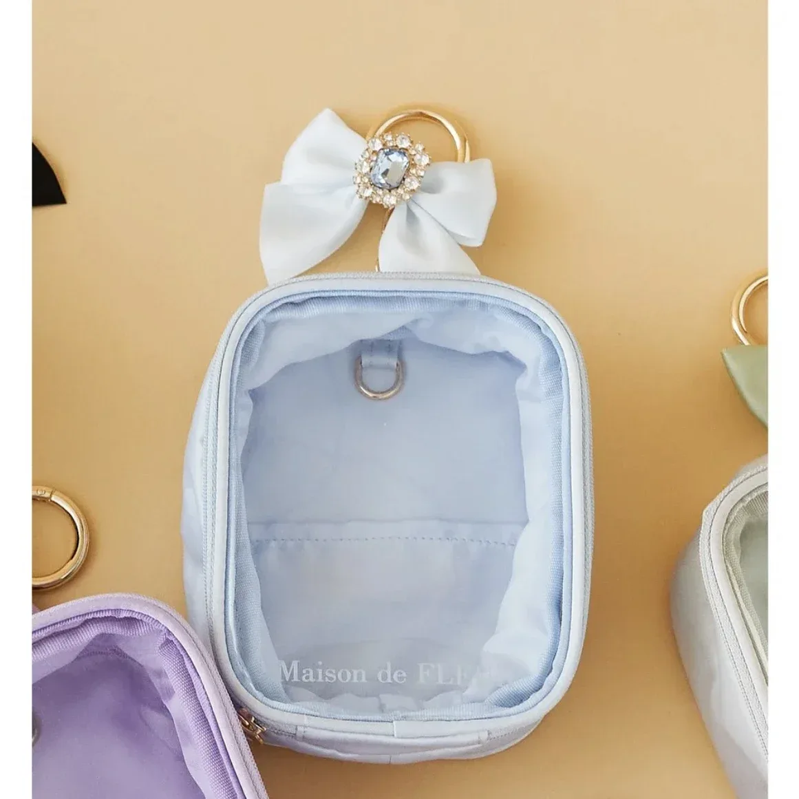 trousse de maquillage estivale pour femme, style japonais doux et mignon, fermeture éclair, nouveauté 2025, sacs de rangement suspendus macaron pour femmes