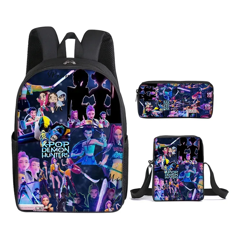 sac à dos pour enfant avec poche avant, sacs à bandoulière, trousses à crayons pour les enfants de 5 à 10 ans, sacs d'école kpop demon hunters pour garçons et filles