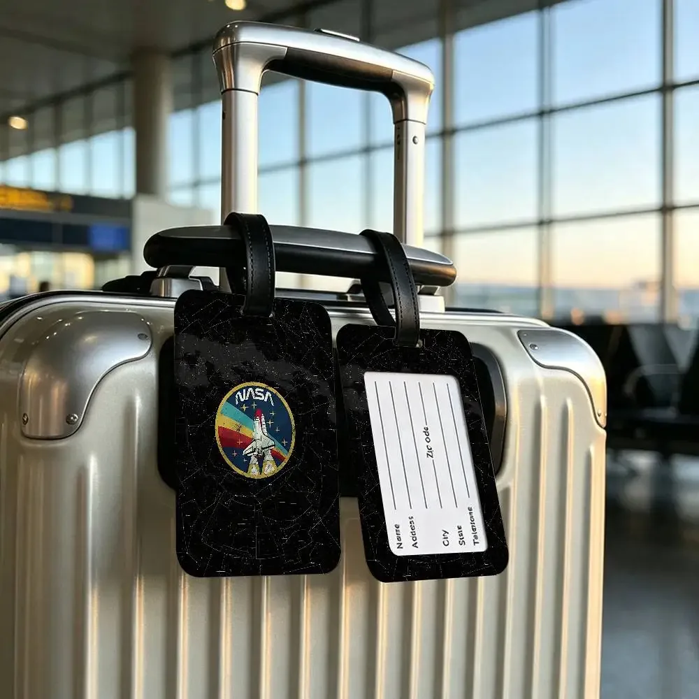 étiquette de bagage en pvc avec logo usa n-nasas, accessoire de voyage, design anti-perte, pochette détachable pour carte d'information